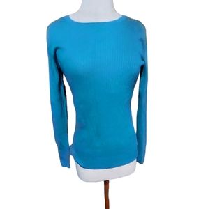 George Xl Top Sweater Sweatshirt Blue Scoop Neck Ribbed Knit Long Sleeve... dime